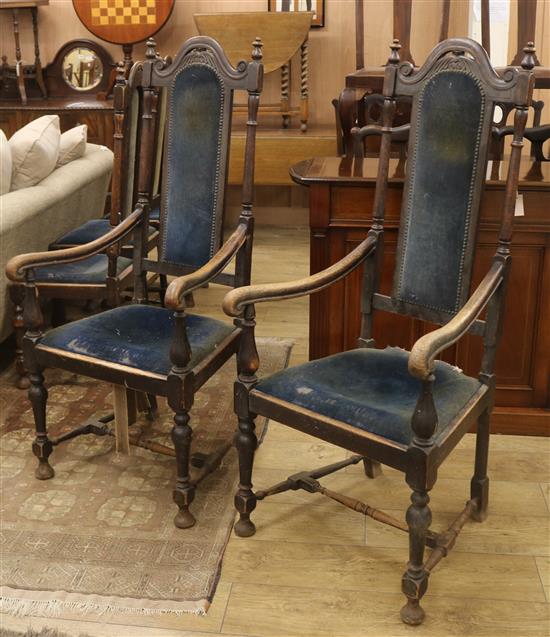 A set of eight Gothic style high back dining chairs (6 and 2)